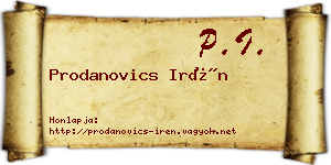Prodanovics Irén névjegykártya